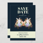 Beispiel Dunkelgrüner Osterhase Save the Date Einladung (Vorne/Hinten)