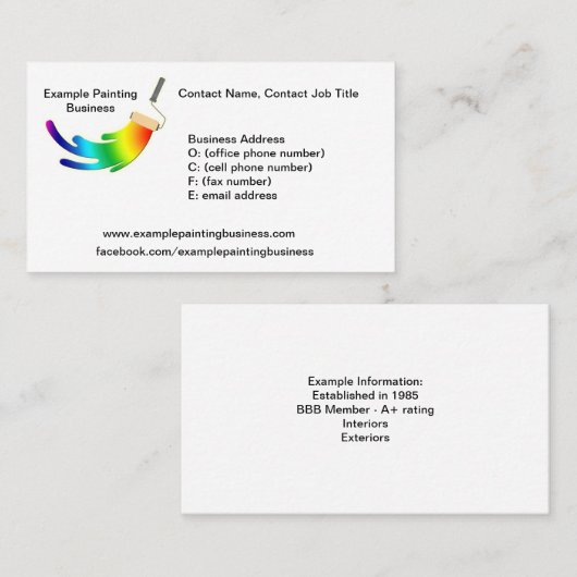 Beispiel einer Visitenkarte für ein (Vorne/Hinten)