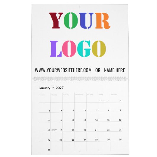 Beispiel für benutzerdefinierte Logos und Geschäft Kalender (Jan 2027)