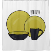 Beispiel für das Set von Tableware Cartoon Duschvorhang (Vorderseite)