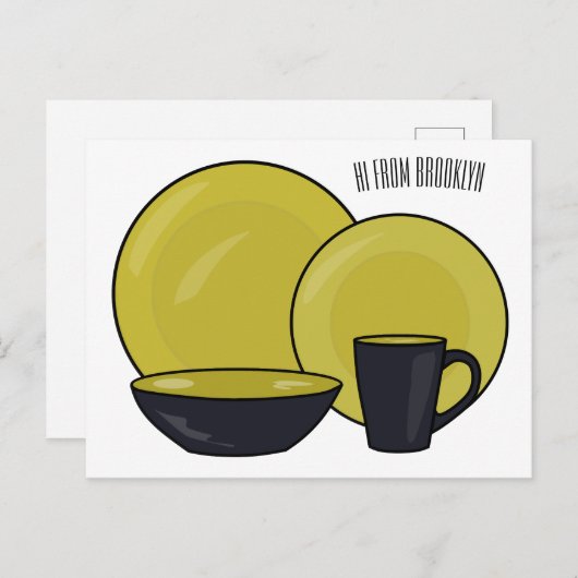 Beispiel für das Set von Tableware Cartoon Postkarte (Vorne/Hinten)