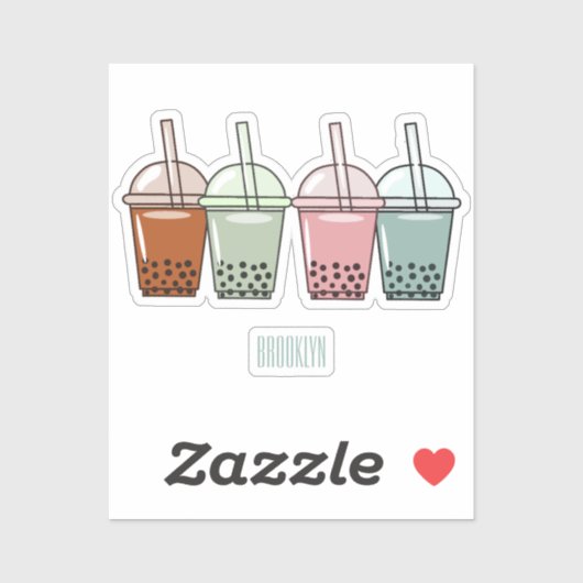 Beispiel für den Cartoon von Bubble Tee Aufkleber (Blatt)