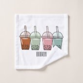 Beispiel für den Cartoon von Bubble Tee Badhandtuch Set (Waschlappen)