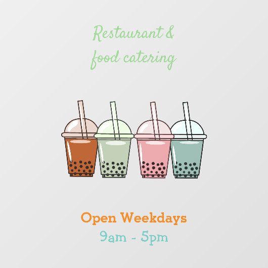 Beispiel für den Cartoon von Bubble Tee Fensteraufkleber (Blatt)