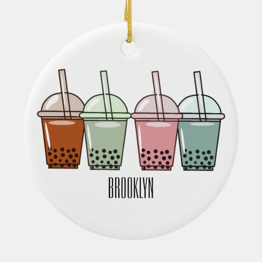 Beispiel für den Cartoon von Bubble Tee Keramik Ornament (Hinten)