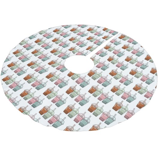 Beispiel für den Cartoon von Bubble Tee Polyester Weihnachtsbaumdecke (Schrägansicht)