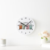 Beispiel für den Cartoon von Bubble Tee Runde Wanduhr (Zuhause)