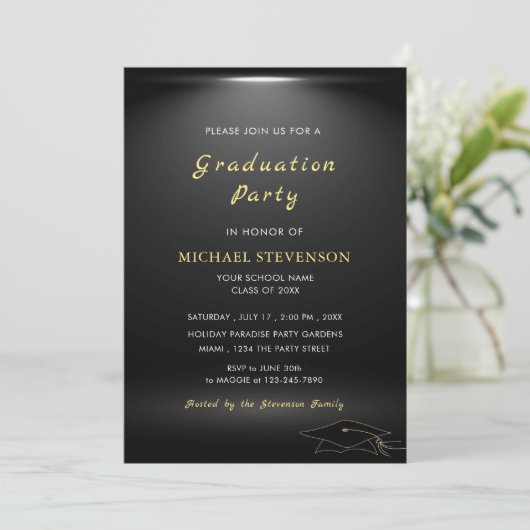 Beispiel für die Einladung Ihres QR-Abschlusses (Stehend Vorderseite)