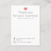 Beispiel für die rosa Blumenseife Visitenkarte (Rückseite)