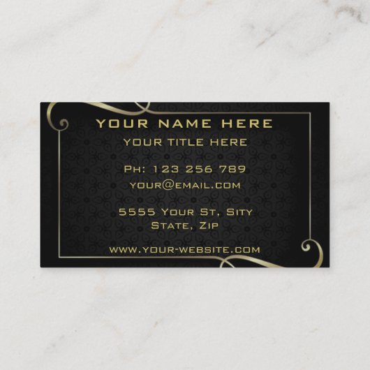 Beispiel für die schwarze Gold-Visitenkarte Visitenkarte (Rückseite)
