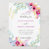 Beispiel für eine Hochzeitsfeier mit Aquarellblume (Vorne/Hinten)