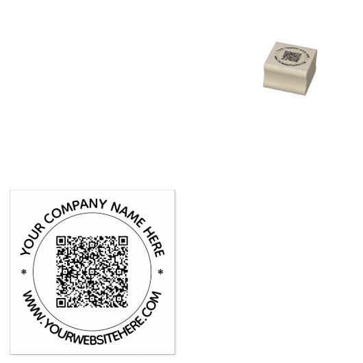 Beispiel für einen runden Gummistempel mit QR-Code (Stempel)