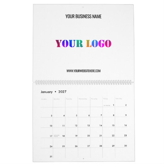Beispiel für Firmenlogo und Text-Geschäftskalender Kalender (Jan 2027)