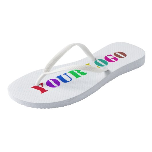 Beispiel für Flip Flops mit eigenem Firmenlogo Badesandalen (Schrägansicht)