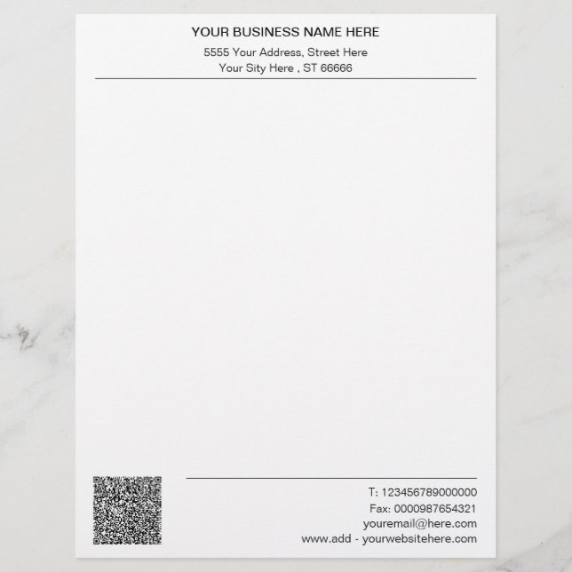 Beispiel für Ihr Unternehmen mit QR Code Briefbogen (Vorderseite)