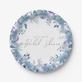 Beispiel für Lila Blumengarten Blaues Brautparty Pappteller (Vorderseite)