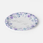 Beispiel für Lila Blumengarten Blaues Brautparty Pappteller (Schrägansicht)