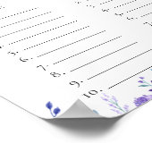 Beispiel für Lila Blumengarten Brautparty Game Poster (Ecke)