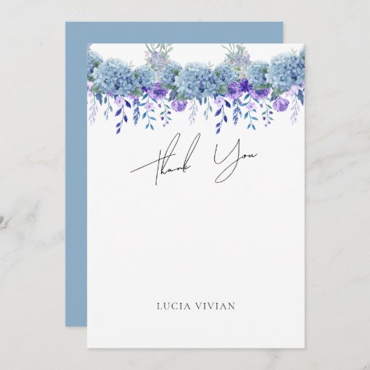 Beispiel für Lila Brautparty im Blumengarten Dankeskarte (Vorne/Hinten)