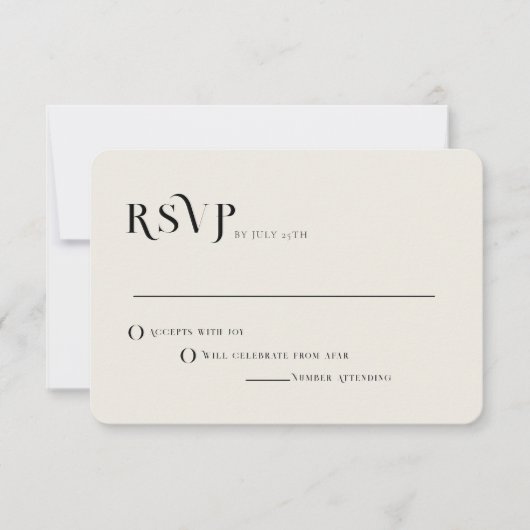 Beispiel für Minimalistische Hochzeit RSVP Einladung (Vorderseite)