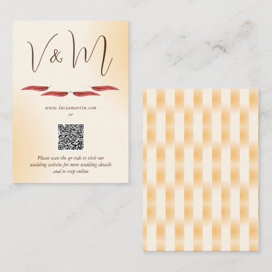 Beispiel für Minimalistischen QR-Code Hochzeitssze Begleitkarte (Vorne/Hinten)