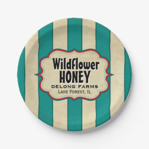 Beispiel für Vintage Streifen Beekeeper Honig Pappteller
