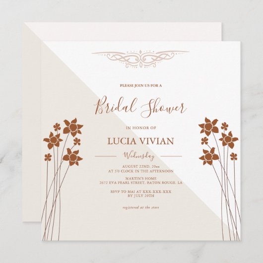 Beispiel Herbstseite Blumendusche Einladung (Vorne/Hinten)