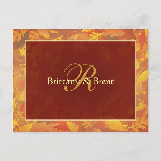 Beispiel Hochzeitseinladung - Herbst-Nebelrahmen Einladungspostkarte (Rückseite)