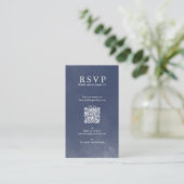 Beispiel Navy Blue Typografy Wedding QR UAWG Begleitkarte (Stehend Vorderseite)