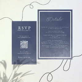 Beispiel Navy Blue Typografy Wedding QR UAWG Begleitkarte