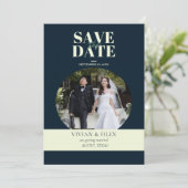 Beispiel Navy-Foto Save the Date Einladung (Stehend Vorderseite)