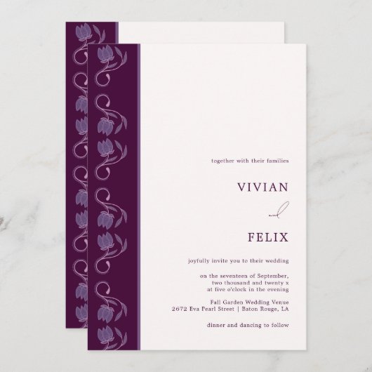 Beispiel Paisley Two Color Line Blumenzehen Einladung (Vorne/Hinten)