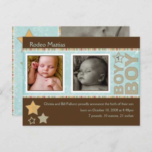 Beispiel Rodeo Mattias Birth Ankündigung (Vorne/Hinten)