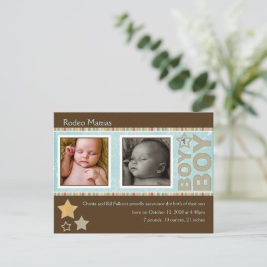 Beispiel Rodeo Mattias Birth Ankündigung (Stehend Vorderseite)