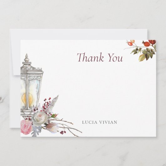 Beispiel Rustikale Rose und Brautparty Lantern Dankeskarte (Vorderseite)