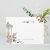 Beispiel Rustikale Rose und Brautparty Lantern Dankeskarte (Stehend Vorderseite)
