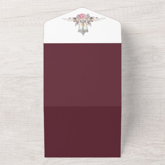 Beispiel Rustikale Rose und Laternenwintern All In One Einladung (Außenbereich)