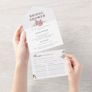 Beispiel Rustikale Rose und Laternenwintern All In One Einladung