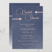 Beispiel Typografie Navy Blue Brautparty Einladung (Vorne/Hinten)