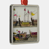 Beispiele der chinesischen Schiffe, Illustration Silbernes Ornament (Rechts)