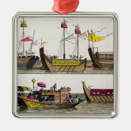Beispiele der chinesischen Schiffe, Illustration Silbernes Ornament (Vorne)