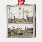 Beispiele der chinesischen Schiffe, Illustration Silbernes Ornament (Links)