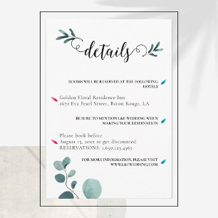 Beispiele für Kalligrafie Eucalyptus Wedding Detai Begleitkarte