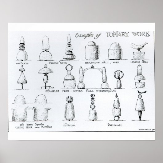 Beispiele für Topiary Work, 1902 (Gravur) (b/w ph Poster (Vorne)