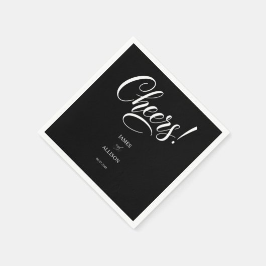 "Beiß!" Elegantes Script Black Wedding Napkins Serviette (Ecke)