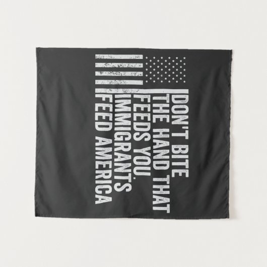 Beiß nicht die Hand, die dir Amerikaner Füttre Wandteppich (Vorderseite (Horizontal))