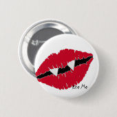 Beißen Sie mich rote Reißzähne der Lippenn Button (Vorne & Hinten)