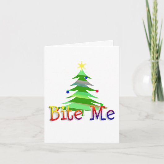 Beißen Sie mich Weihnachtsbaum Feiertagskarte (Vorderseite)
