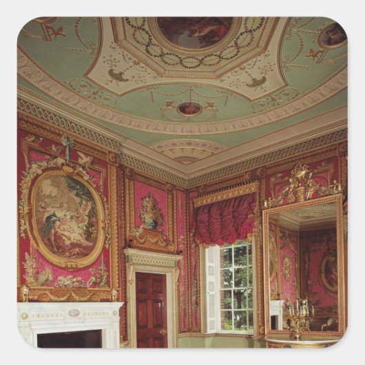 Beistelltisch, Pier-Glas und Kamin von Adam Quadratischer Aufkleber (Vorderseite)