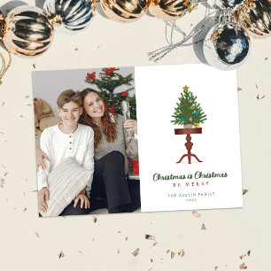 Beistelltisch-Weihnachtsbaum-Foto-Weihnachtskarte Feiertagskarte